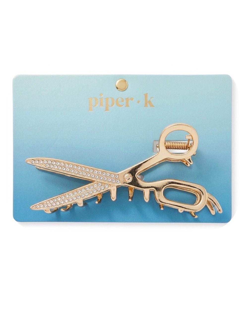 NWT ⚜️✂️⚜️ Piper K Gold Toned Metal Scissors Hair Claw Clip w Rhinestones